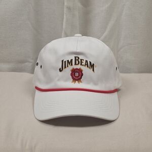 Jim Beam Rope Hat White Red Trim Adjustable New